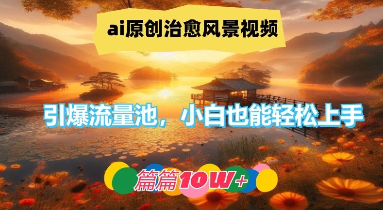 ai原创治愈风景视频，引爆流量池，小白也能轻松上手，篇篇10w+【揭秘】-优创项目网