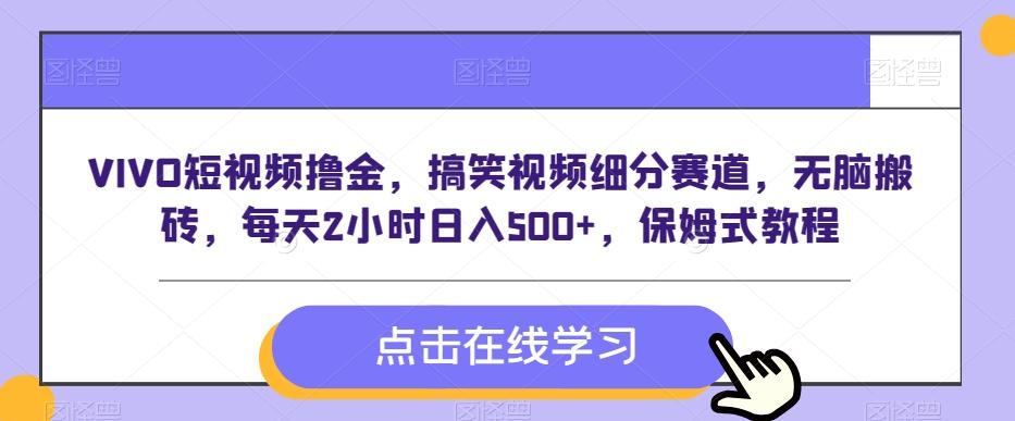VIVO短视频撸金，搞笑视频细分赛道，无脑搬砖，每天2小时日入500+，保姆式教程-优创项目网