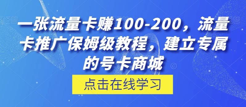 一张流量卡赚100-200，流量卡推广保姆级教程，建立专属的号卡商城-优创项目网