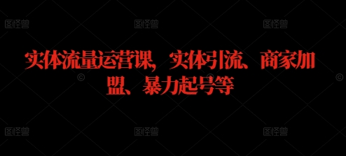 实体流量运营课，实体引流、商家加盟、暴力起号等-优创项目网