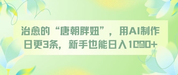 治愈的“唐朝胖妞”，用AI制作日更3条，新手也能日入多张-优创项目网