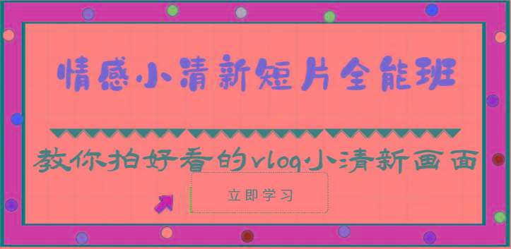情感小清新短片全能班-教你拍好看的vlog小清新画面(30节课)-优创项目网