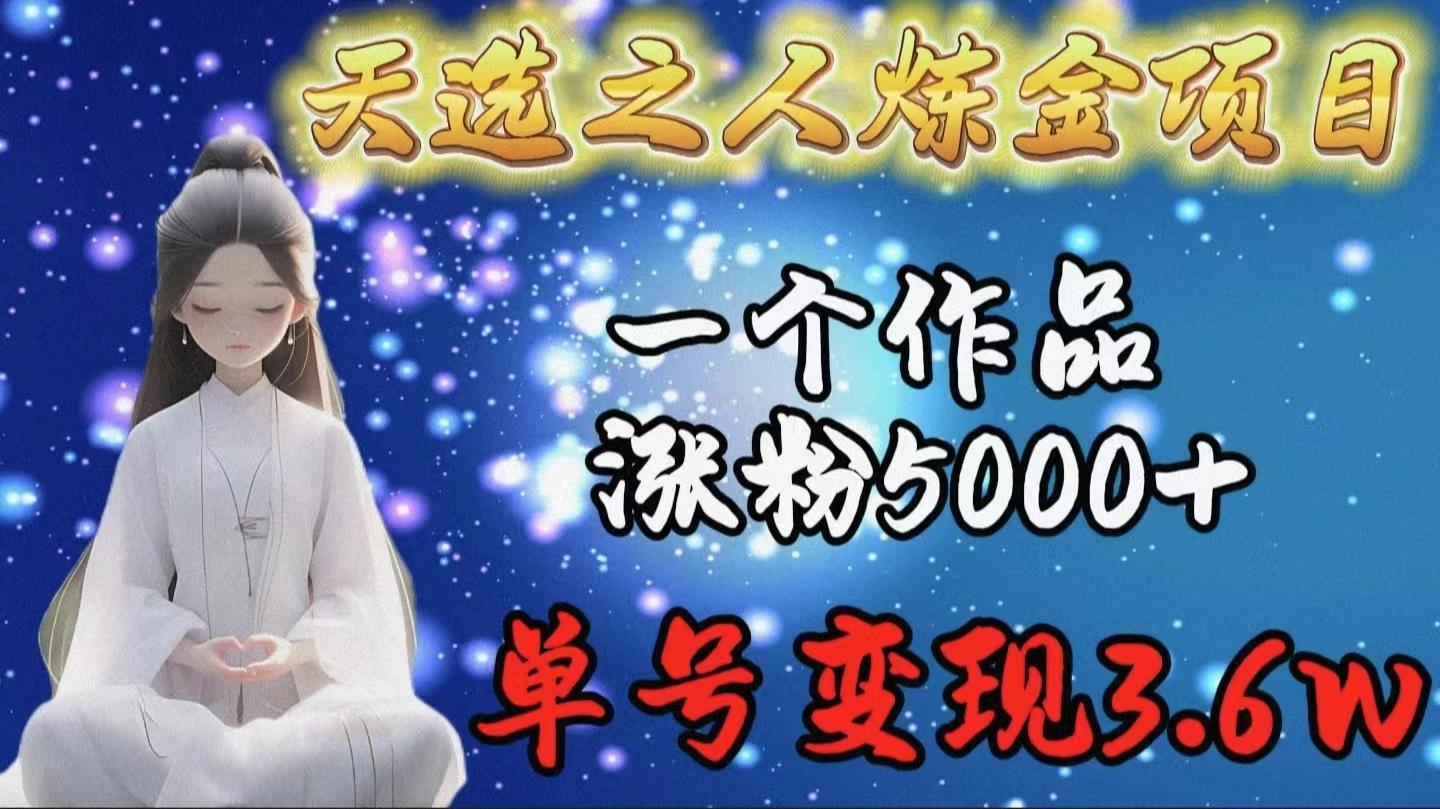 (9693期)天选之人炼金项目，一个作品涨粉5000+，单号变现3.6w-优创项目网
