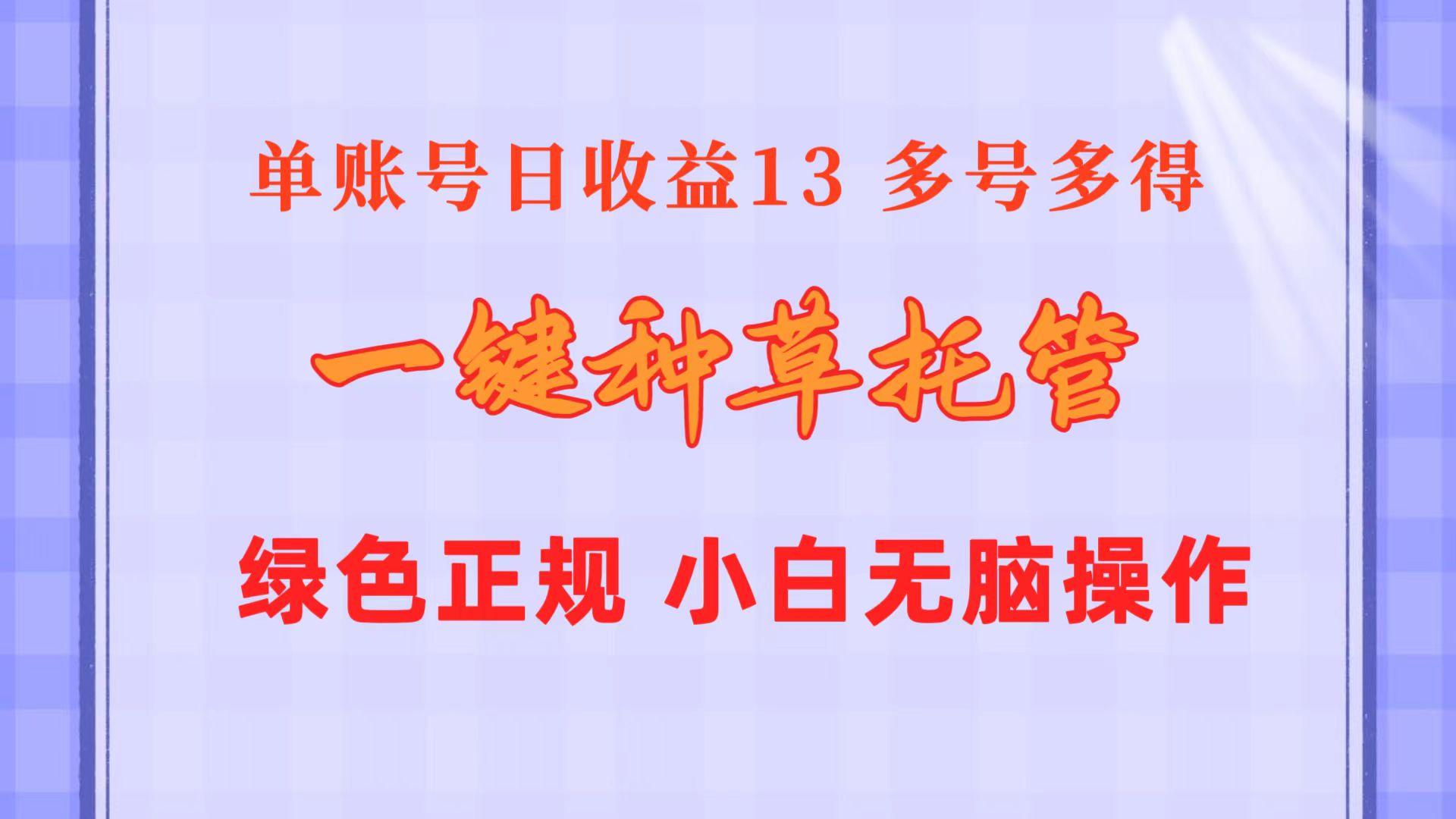 一键种草托管 单账号日收益13元  10个账号一天130  绿色稳定 可无限推广-优创项目网