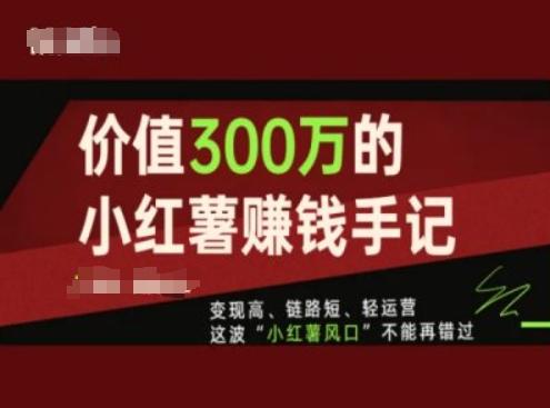 价值300万的小红书赚钱手记，变现高、链路短、轻运营，这波“小红薯风口”不能再错过-优创项目网