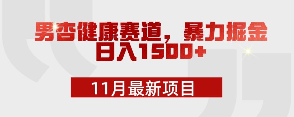 11月最新项目，男杏健康赛道，暴力掘金，日入1500+-优创项目网