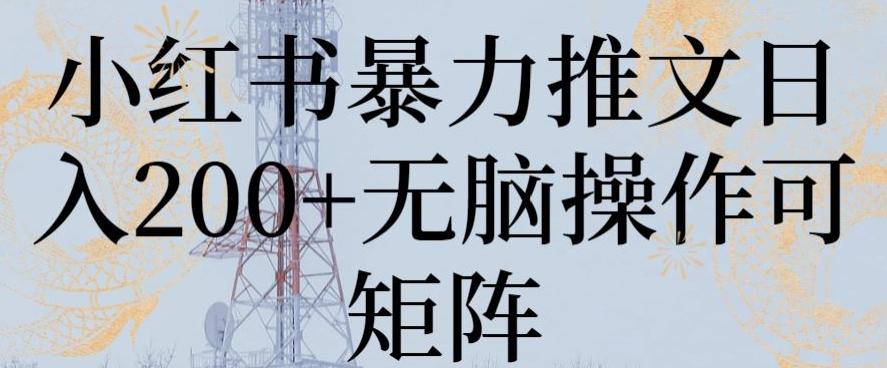 小红书暴力推文日入200+无脑操作可矩阵【揭秘】-优创项目网