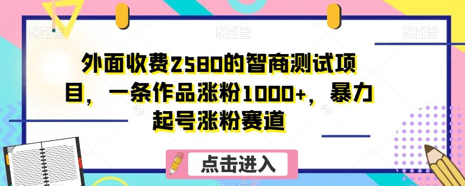外面收费2580的智商测试项目，一条作品涨粉1000+，暴力起号涨粉赛道【揭秘】-优创项目网