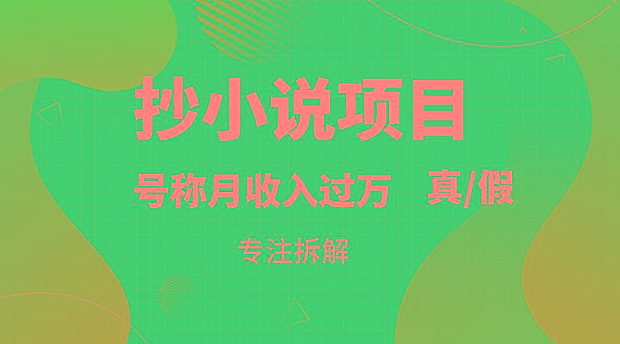 抄小说项目，号称月入过万，到底是否真实，能不能做，详细拆解-优创项目网