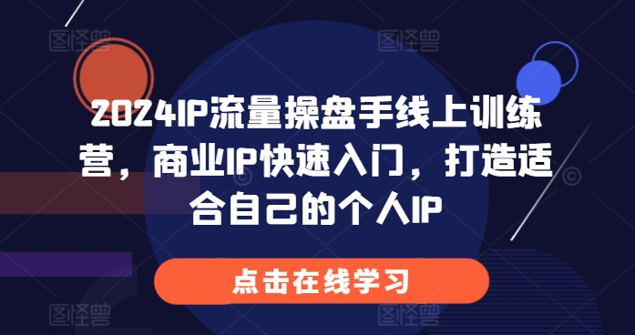 2024IP流量操盘手线上训练营，商业IP快速入门，打造适合自己的个人IP-优创项目网