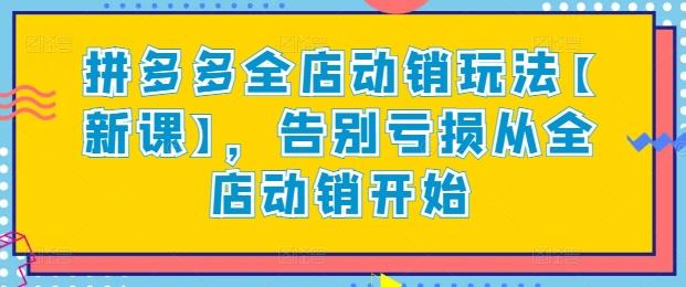 拼多多全店动销玩法【新课】，告别亏损从全店动销开始-优创项目网