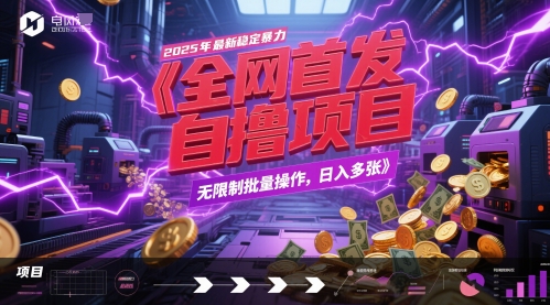 全网首发，2025年最新稳定暴力全自动自撸项目，无限制批量操作，日入多张【揭秘】-优创项目网