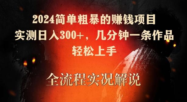 2024简单粗暴的赚钱项目，实测日入300+，几分钟一条作品，轻松上手【揭秘】-优创项目网