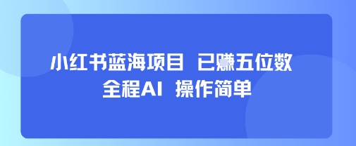 小红书蓝海项目，全程AI，操作简单，已挣五位数-优创项目网