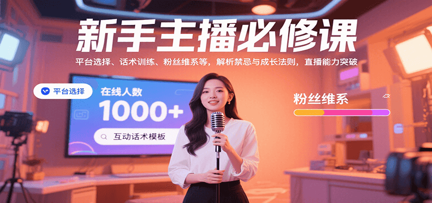新手主播必修课：平台选择、话术训练、粉丝维系等，解析禁忌与成长法则，突破直播能力-优创项目网