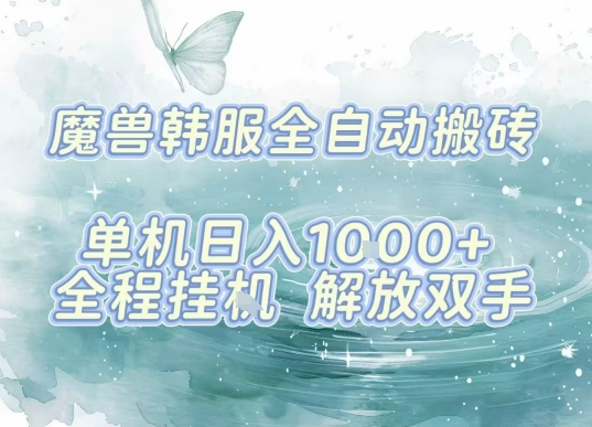 最新韩服游戏搬砖，单机日入1k+，全自动运行挂G项目，解放双手【揭秘】-优创项目网