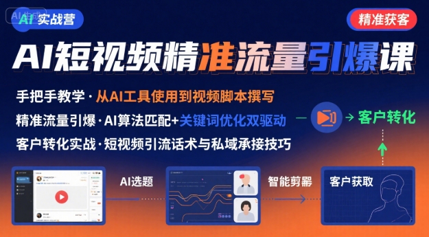 AI+短视频引爆精准客户实战营，手把手教你引爆Ai短视频精准流量-优创项目网