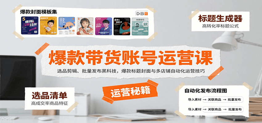 爆款带货账号运营课：选品剪辑、批量发布黑科技，爆款标题封面与多店铺自动化运营技巧-优创项目网