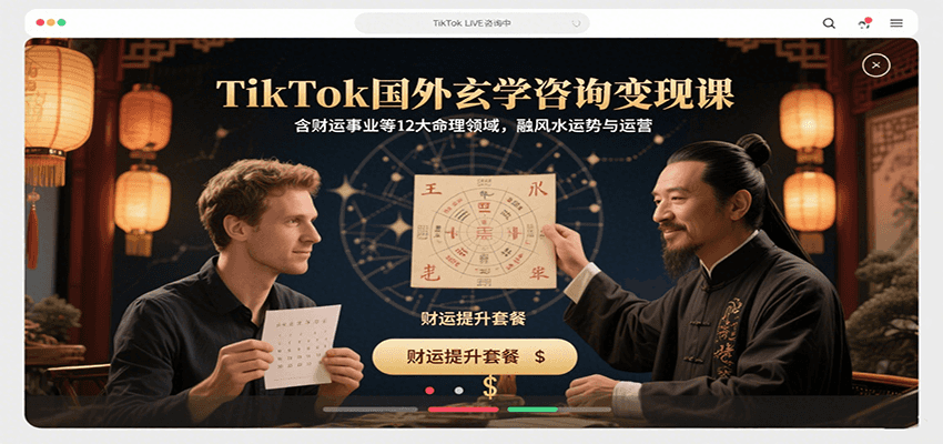 TikTok国外玄学咨询变现课，含财运事业等12大命理领域，融风水运势与运营-优创项目网