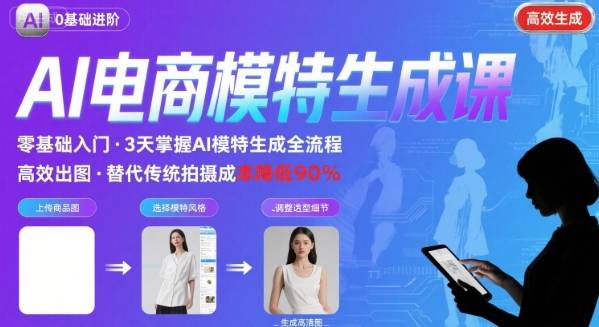 AI模特进阶课程，0基础高效生成逼真电商模特图-优创项目网