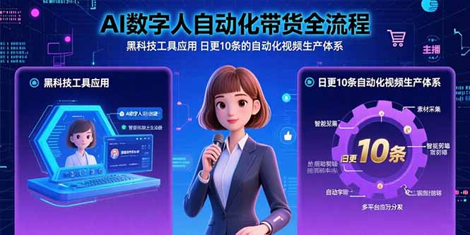 AI数字人自动化带货全流程：黑科技工具应用 日更10条的自动化视频生产体系-优创项目网