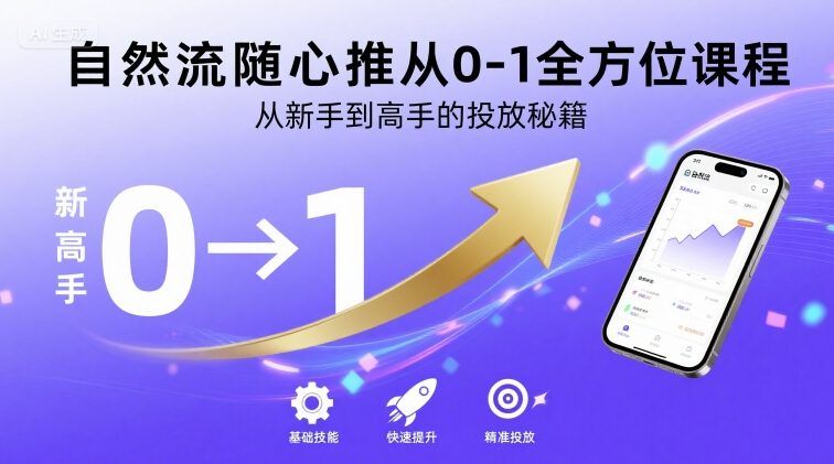 自然流随心推从0-1全方位课程，从新手到高手的投放秘籍-优创项目网
