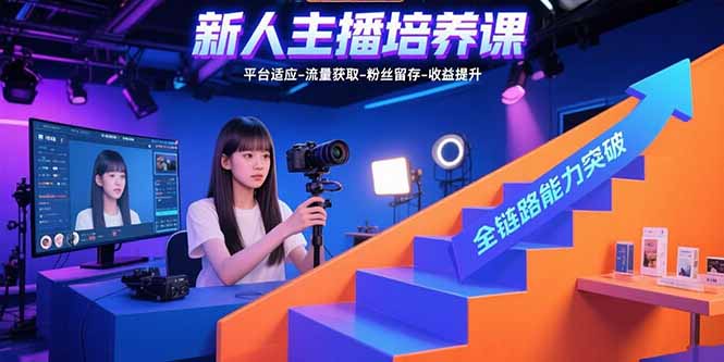 新人主播培养课：平台适应-流量获取-粉丝留存-收益提升 全链路能力突破-优创项目网