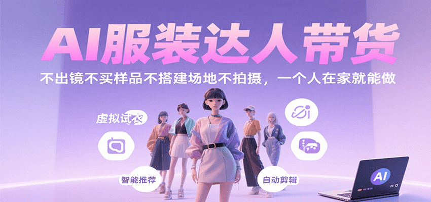 AI服装达人带货，不出镜不买样品不搭建场地不拍摄，一个人在家就能做-优创项目网