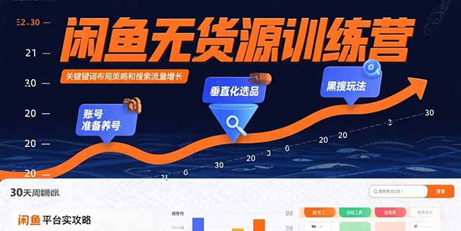 闲鱼无货源训练营：账号准备养号/垂直化选品/黑搜玩法，0基础30天盈利指南-优创项目网
