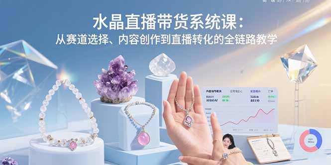 水晶直播带货系统课：从赛道选择、内容创作到直播转化的全链路教学-优创项目网