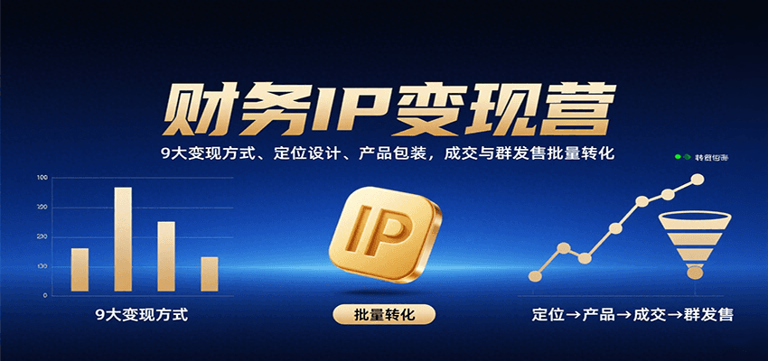财务IP变现营：9大变现方式、定位设计、产品包装，成交与群发售批量转化-优创项目网