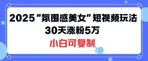不露脸也能火！2025“氛围感美女”短视频玩法，30天涨粉5W小白可复制-优创项目网