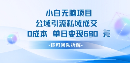 小白无脑项目公域引流私域成交0成本单日变现680米-优创项目网