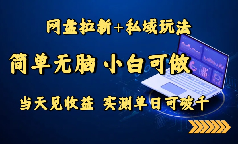 网盘拉新+私域玩法，简单无脑，小白可做，当天见收益，实测单日可破千-优创项目网