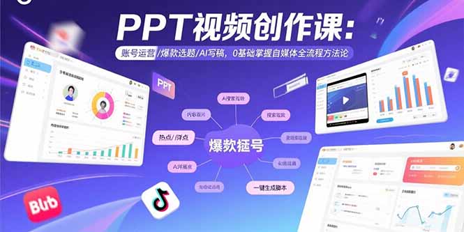 PPT视频创作课：账号运营/爆款选题/AI写稿，0基础掌握自媒体全流程方法论-优创项目网