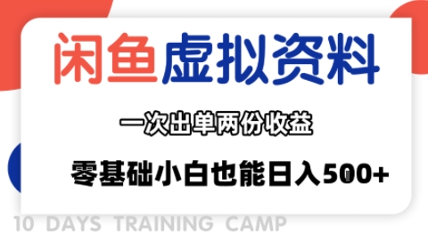 闲鱼虚拟资料新变现玩法，信息差项目，一次出单两份收益，无需囤货，可批量矩阵，零基础小白也能日入多张-优创项目网