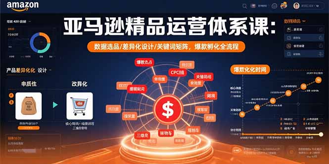 亚马逊精品运营体系课：数据选品/差异化设计/关键词矩阵，爆款孵化全流程-优创项目网