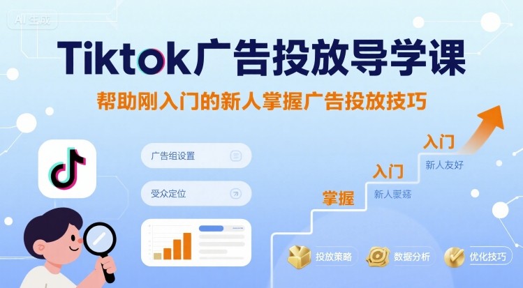 Tiktok广告投放导学课，帮助刚入门的新人掌握广告投放技巧-优创项目网
