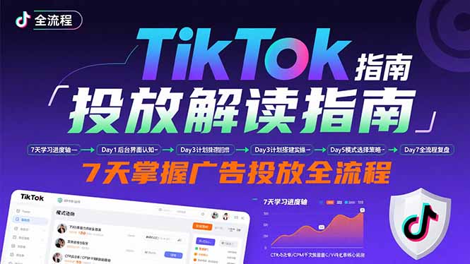 TikTok投放解读指南：后台操作/计划建立/模式选择，7天掌握广告投放全流程-优创项目网