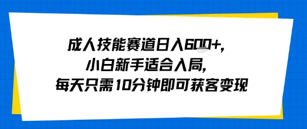 成人技能赛道日入多张，小白新手适合入局，每天只需10分钟即可获客变现-优创项目网