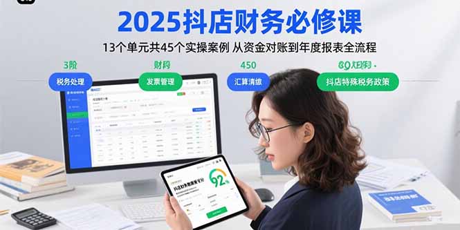 2025抖店财务必修课：13个单元共45个实操案例 从资金对账到年度报表全流程-优创项目网