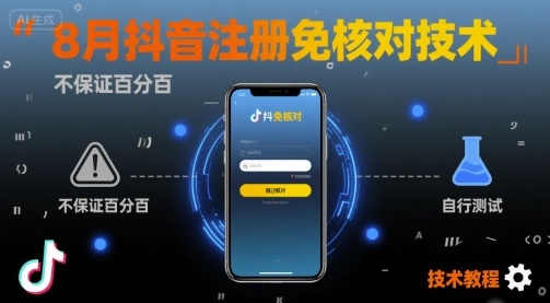 8月抖音注册免核对技术，不保证百分百，自测-优创项目网