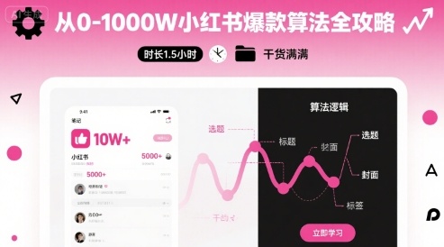 从0-1000W小红书爆款算法全攻略，时长1.5小时，干货满满-优创项目网