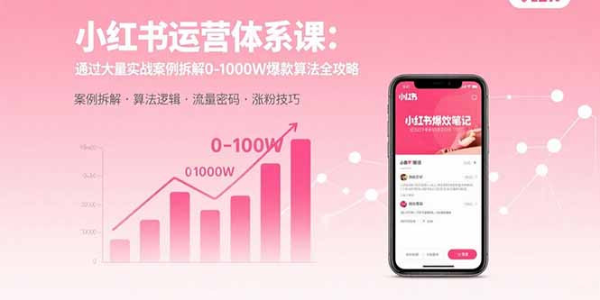 小红书运营体系课：通过大量实战案例拆解0-1000W爆款算法全攻略-优创项目网