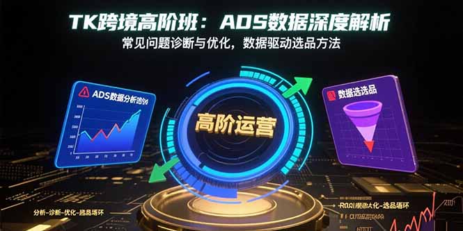 TK跨境高阶班：ADS数据深度解析，常见问题诊断与优化，数据驱动选品方法-优创项目网