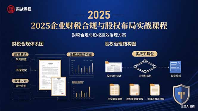 2025企业财税合规与股权布局的实战课程：财税合规与股权高效治理方案-优创项目网