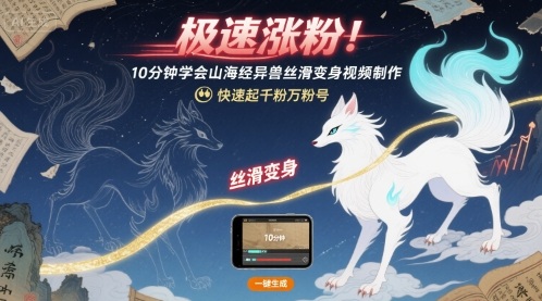 极速涨粉！10分钟学会山海经异兽丝滑变身视频制作，快速起千粉万粉号-优创项目网