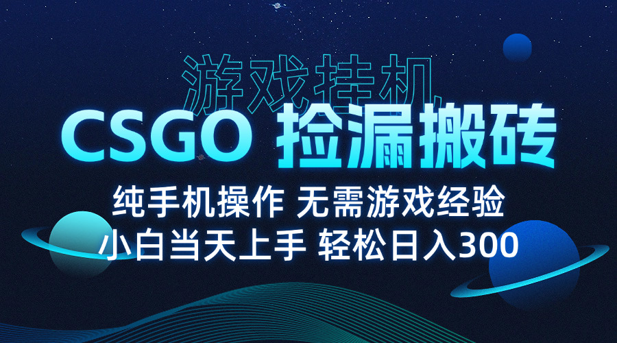 8月最新游戏搬砖，CSGO纯挂机，不需要玩游戏，实现真挂机，月入1W+-优创项目网