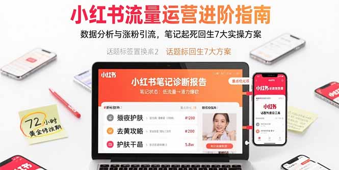 小红书流量运营进阶指南，数据分析与涨粉引流，笔记起死回生7大实操方案-优创项目网