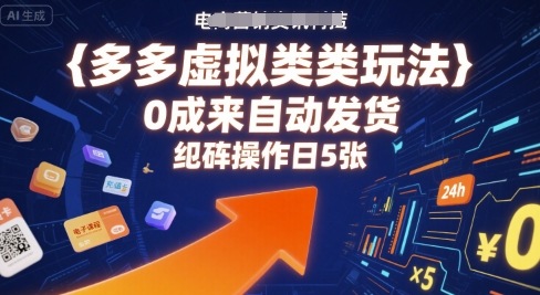 多多虚拟类目玩法，0成本全自动发货，矩阵操作日5张-优创项目网